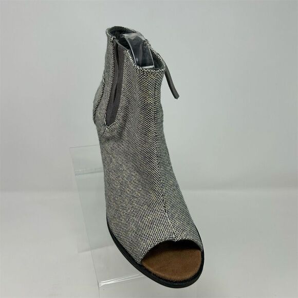 TOMS Women's Majorca Gray Peep Toe Sandal Booties Size 7 Block Heel Zip - Picture 2 of 11